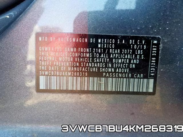 3VWCB7BU4KM268319 фото 2