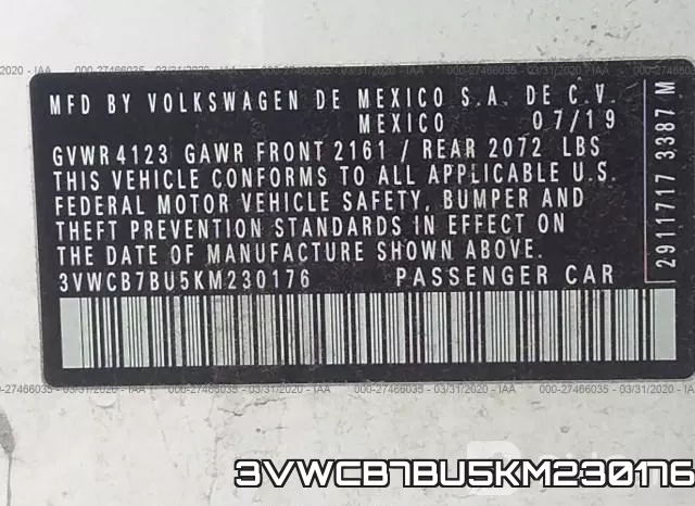 3VWCB7BU5KM230176 фото 10