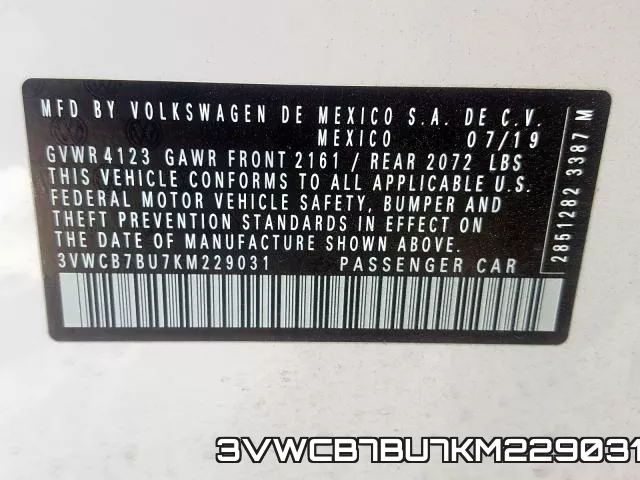 3VWCB7BU7KM229031 фото 2