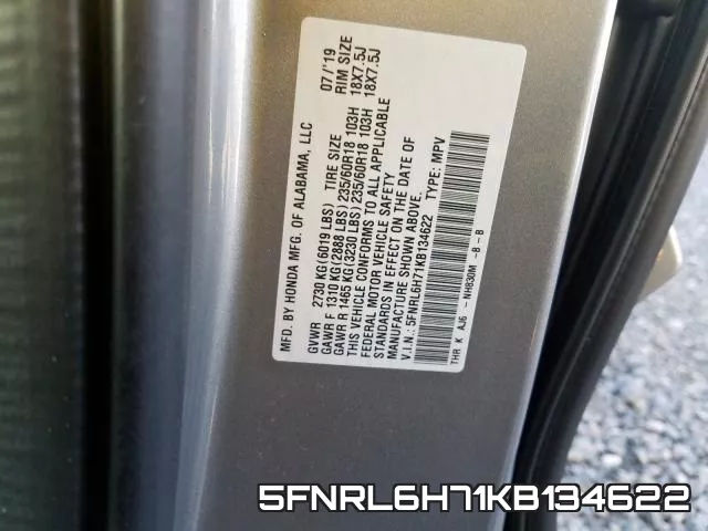 5FNRL6H71KB134622 фото 2