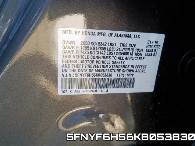 5FNYF6H56KB053830 фото 2