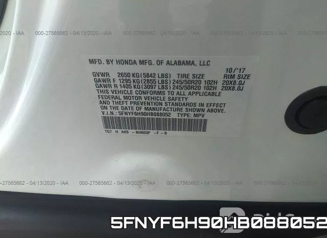 5FNYF6H90HB088052 фото 10