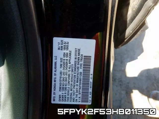 5FPYK2F53HB011350 фото 2