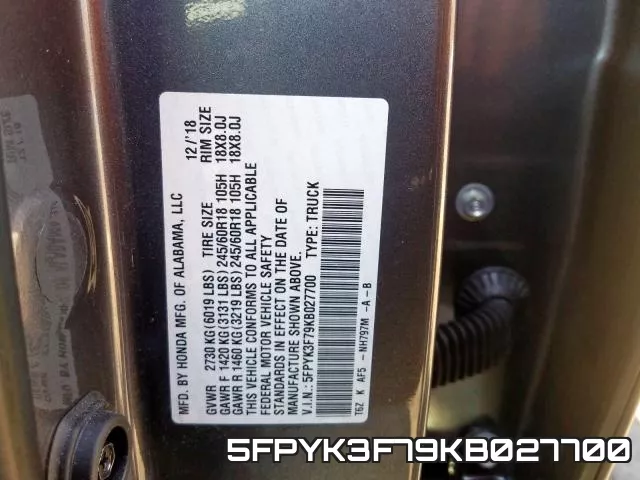 5FPYK3F79KB027700 фото 2