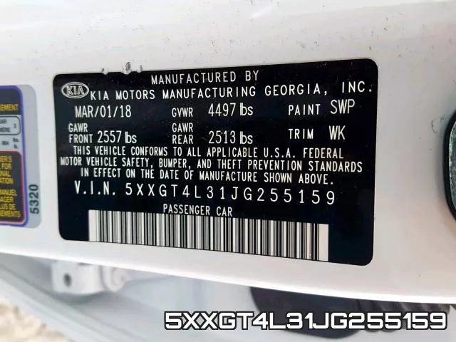 5XXGT4L31JG255159 фото 2