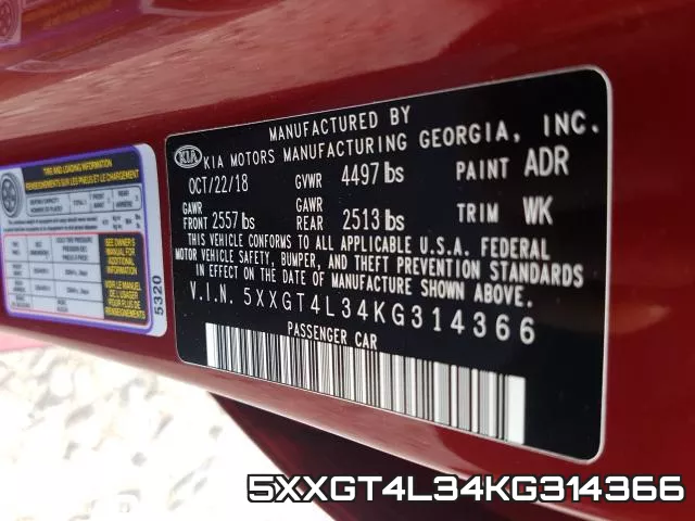5XXGT4L34KG314366 фото 2