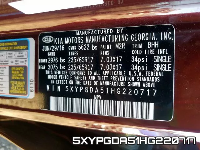 5XYPGDA51HG220717 фото 2