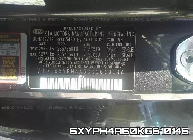 5XYPH4A50KG610146 фото 10
