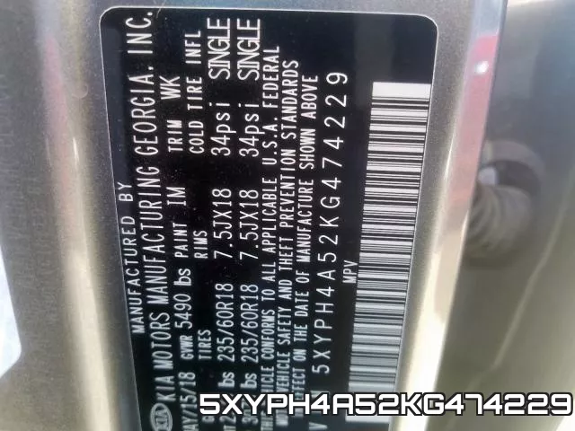 5XYPH4A52KG474229 фото 2