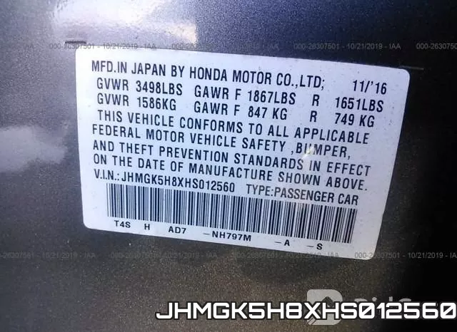 JHMGK5H8XHS012560 фото 10