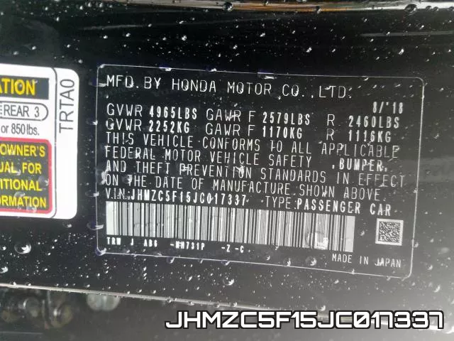 JHMZC5F15JC017337 фото 2
