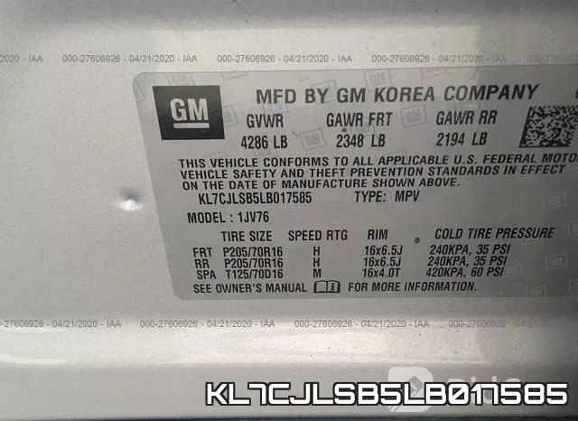KL7CJLSB5LB017585 фото 10