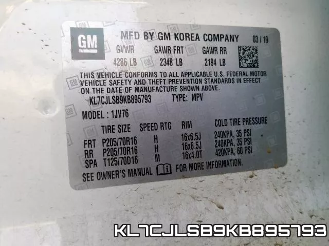 KL7CJLSB9KB895793 фото 2