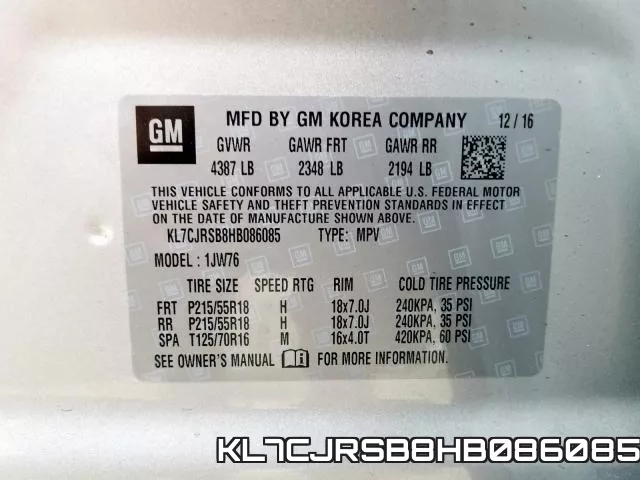 KL7CJRSB8HB086085 фото 2