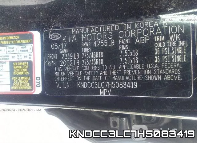 KNDCC3LC7H5083419 фото 10