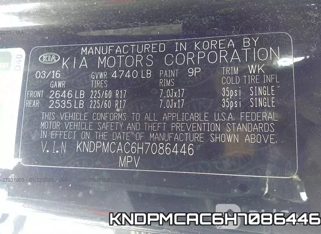 KNDPMCAC6H7086446 фото 10