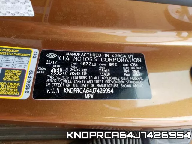 KNDPRCA64J7426954 фото 2