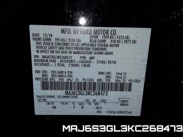 MAJ6S3GL3KC268473 фото 2