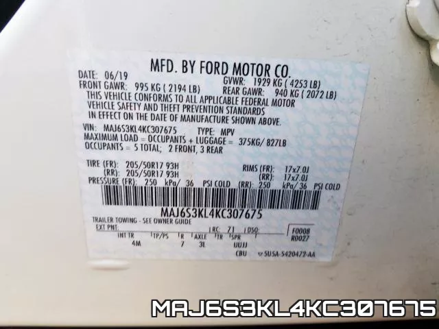 MAJ6S3KL4KC307675 фото 2