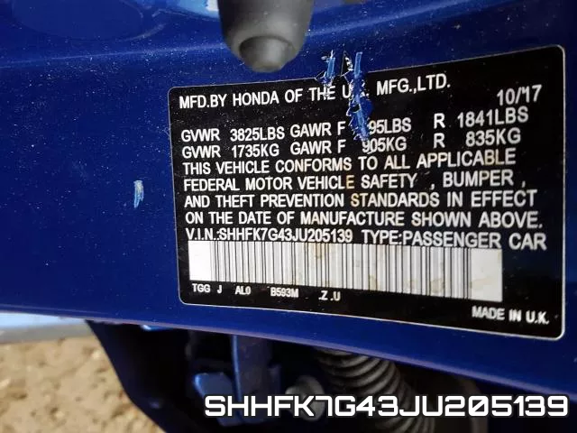 SHHFK7G43JU205139 фото 2