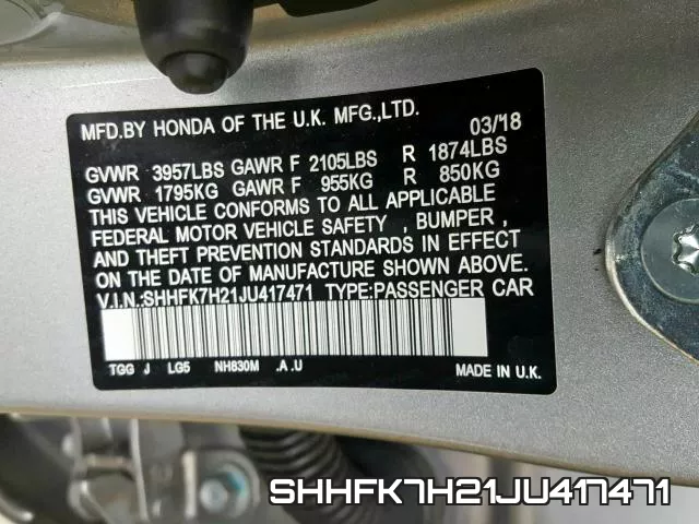 SHHFK7H21JU417471 фото 2