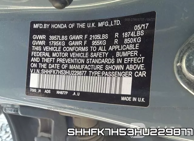 SHHFK7H53HU229877 фото 10