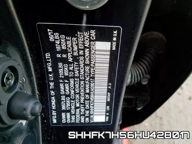 SHHFK7H56HU428017 фото 2
