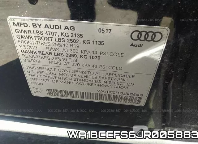 WA1BCCFS6JR005883 фото 10