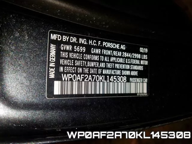 WP0AF2A70KL145308 фото 2
