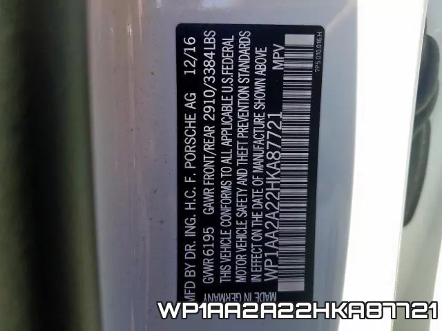 WP1AA2A22HKA87721 фото 2