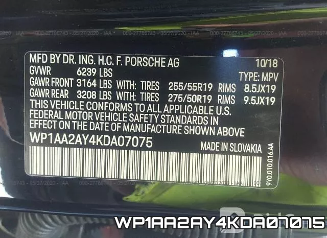 WP1AA2AY4KDA07075 фото 10
