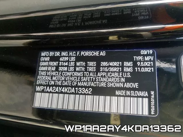 WP1AA2AY4KDA13362 фото 2