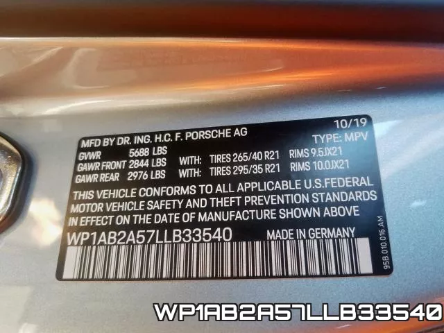 WP1AB2A57LLB33540 фото 2