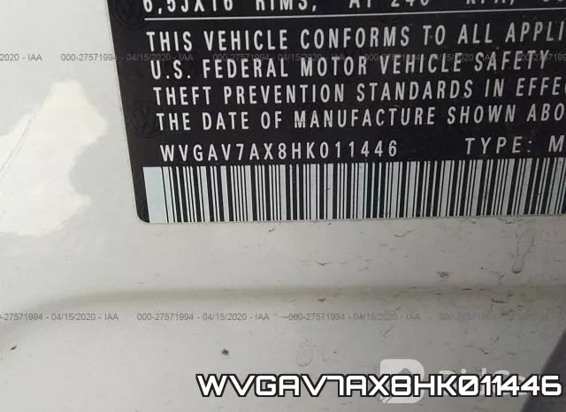 WVGAV7AX8HK011446 фото 10