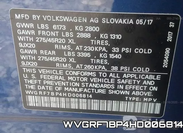 WVGRF7BP4HD006814 фото 10