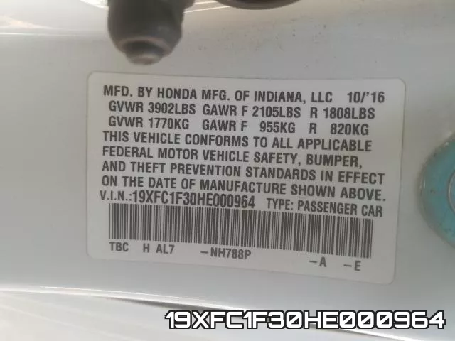 19XFC1F30HE000964 фото 2