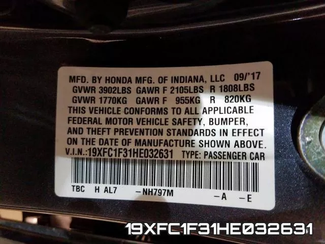 19XFC1F31HE032631 фото 2