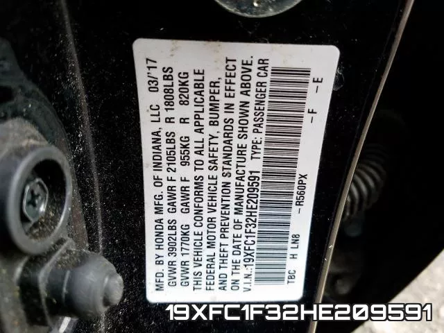 19XFC1F32HE209591 фото 2