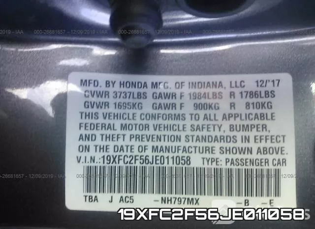 19XFC2F56JE011058 фото 10