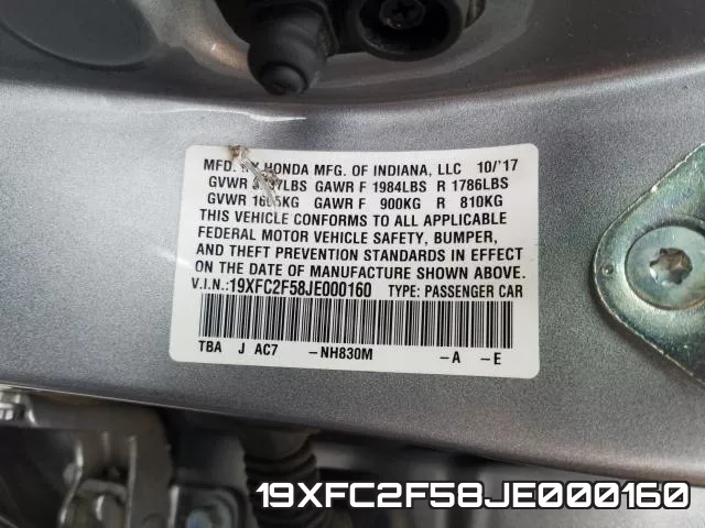 19XFC2F58JE000160 фото 2