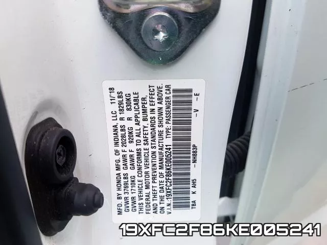 19XFC2F86KE005241 фото 2