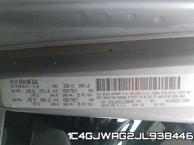 1C4GJWAG2JL938446 фото 2