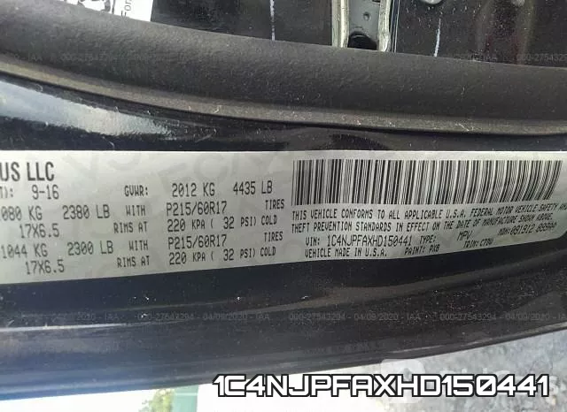 1C4NJPFAXHD150441 фото 10