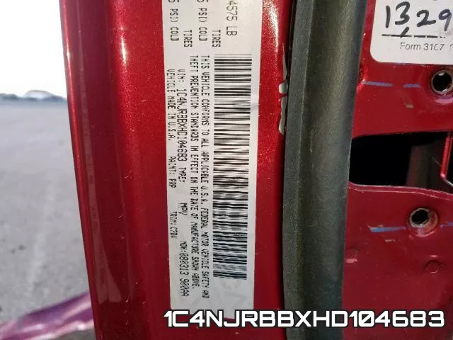 1C4NJRBBXHD104683 фото 2