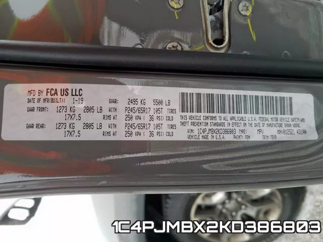 1C4PJMBX2KD386803 фото 2