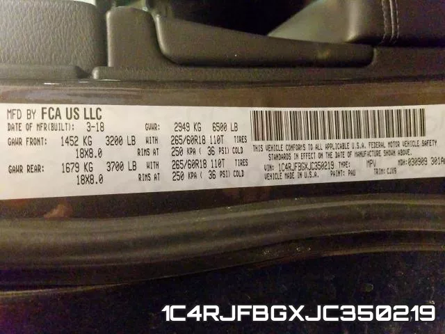 1C4RJFBGXJC350219 фото 2