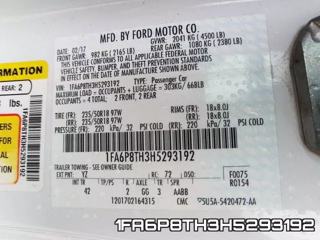 1FA6P8TH3H5293192 фото 2