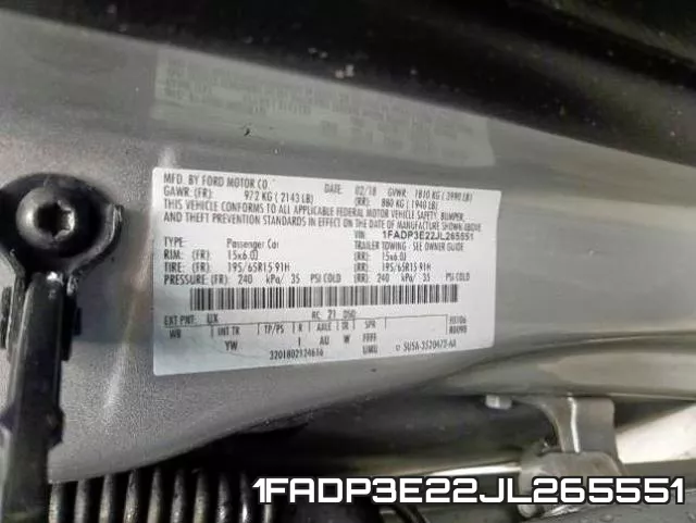 1FADP3E22JL265551 фото 2