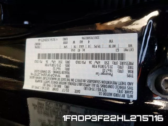 1FADP3F22HL275716 фото 2