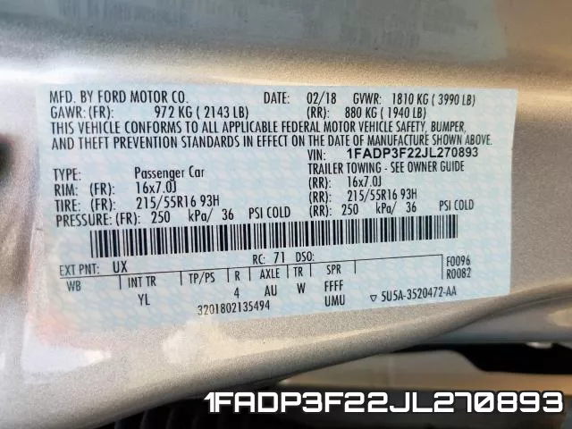 1FADP3F22JL270893 фото 2